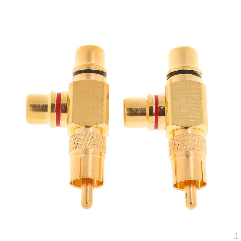 

2pcs RCA Right Angle Connector Plug Adapters Male to Female Gold Plated