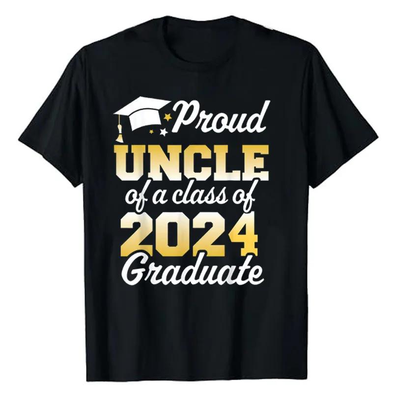Proud Mom of A Class of 2024 Graduate Mother Senior Family T-Shirt Funny Dad Aunt Uncle Grandma Grandpa Sister Brother Tee Tops