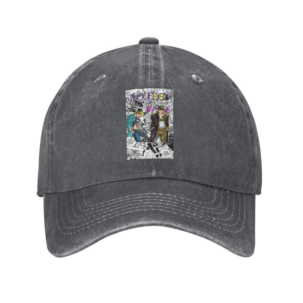 JoJos Bizarre Adventure Japanese Unisexga Anime Washed Denim Cap Casual Baseball Caps Adjustable Hat Summer Unisex Baseball Hats