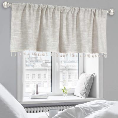 Hot-Selling American Country Short Curtain Solid Color Kitchen Curtain Cabinet Half Curtain Free Punching Cotton And Linen Curtain Head Coffee Curtain