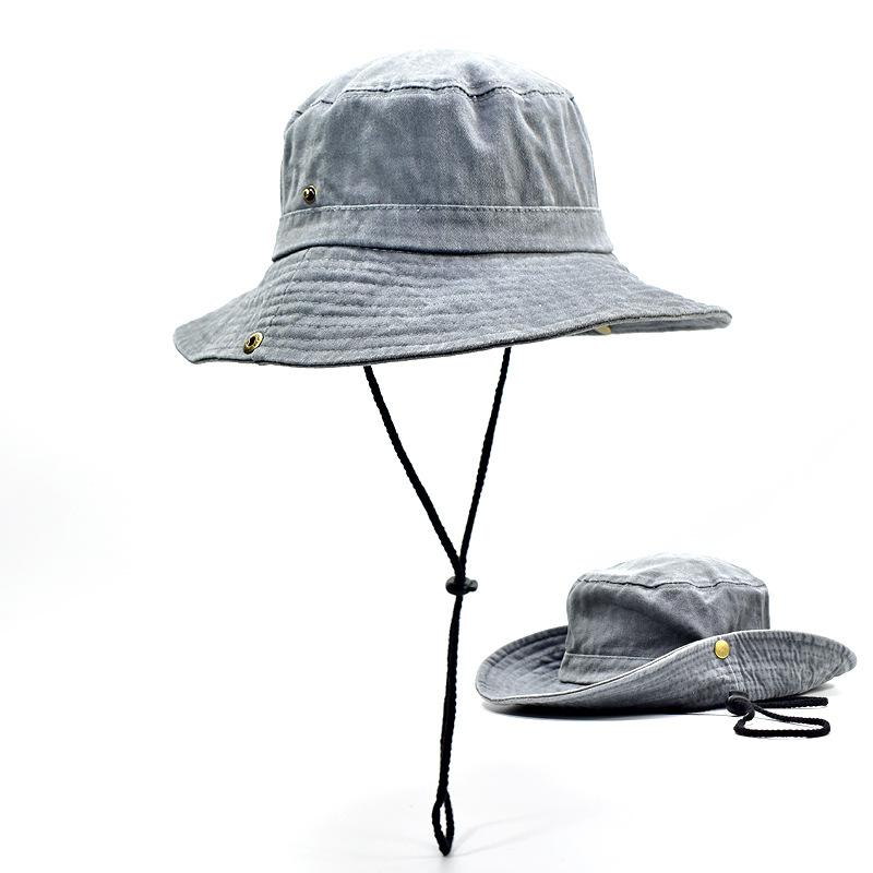 

New Washed Cotton Bucket Hats Spring Summer Men Women Panama Hat Fishing Hunting Cap Sun Caps Outdoor Sun Hat серый
