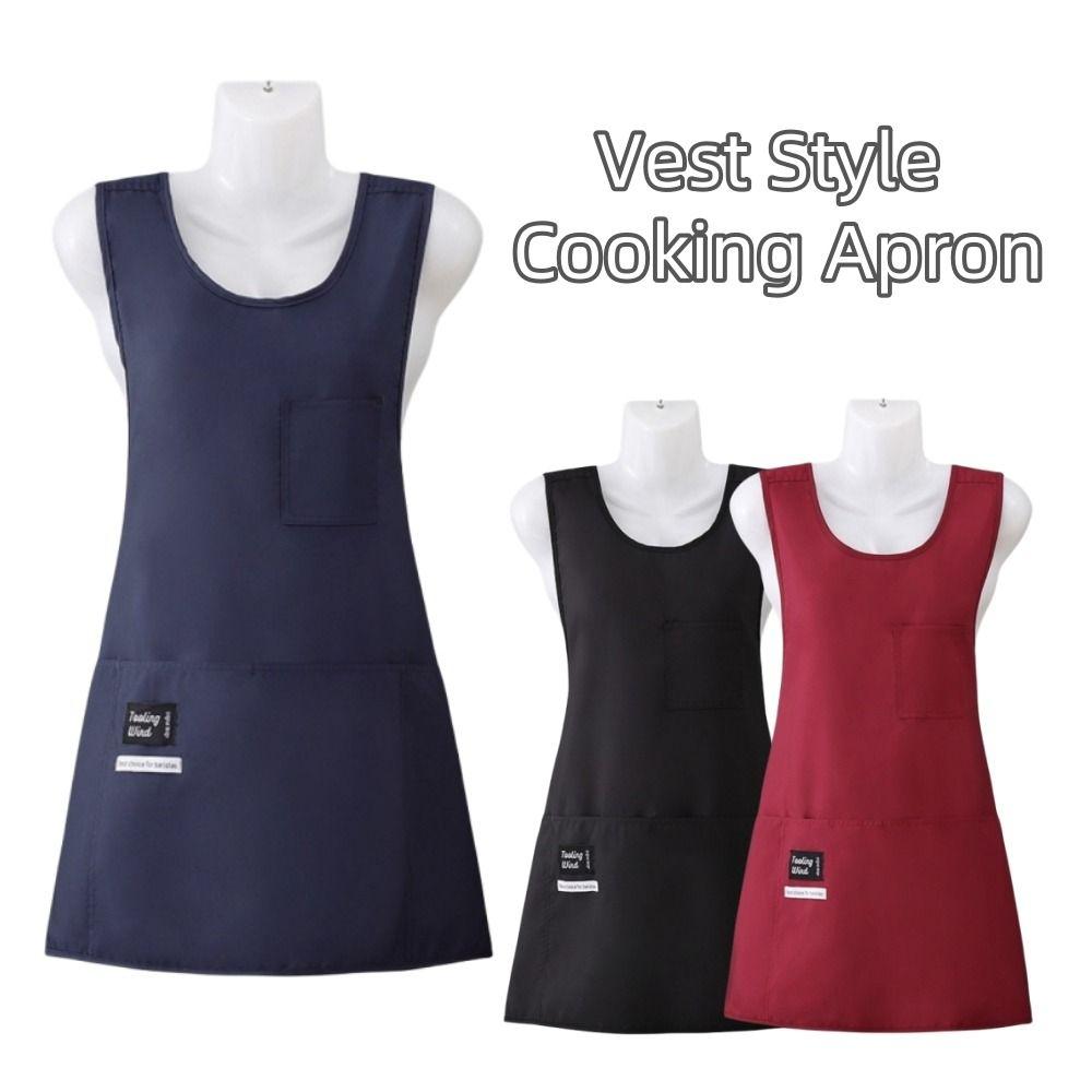 

Vest Style Cooking Apron Breathable Work Clothes New Coffee Uniform for Home Kitchen чорний