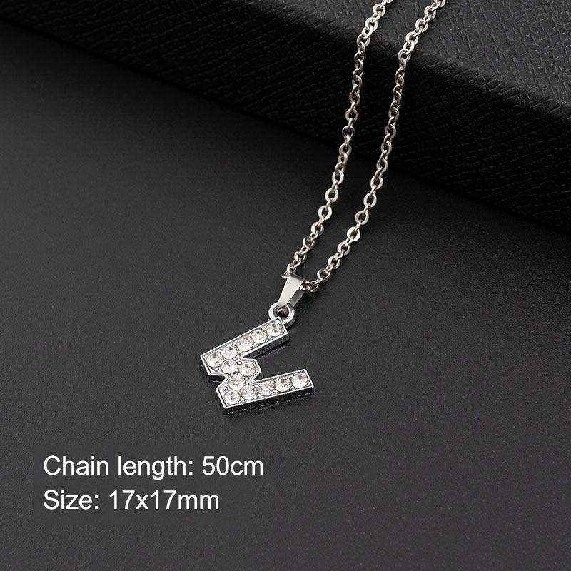 Women Shining Zircon A Z Letter Pendant Necklace 1Pcs Adjustable Clavicle Chain Personalized Jewelry for Birthday Present