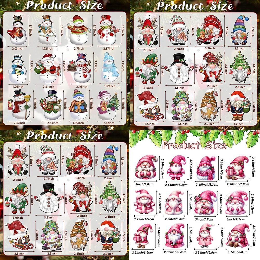 12Pcs Wooden Christmas Snowman Pendant DIY Santa Hanging Pendants New Xmas Tree Charm