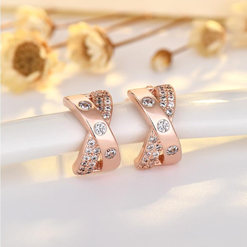 Crossed Earrings High-end Circle Earrings Micro-set Zircon Versatile Ear Accessories for Women