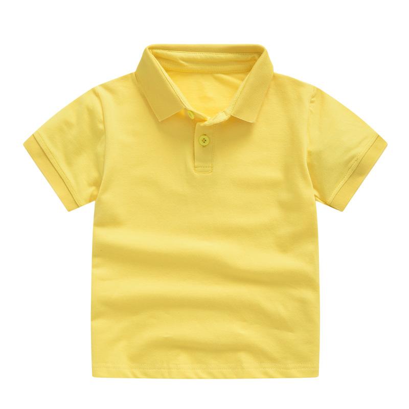 Boys Girls Plain Short Sleeve Polo T Shirt Summer Fashion Collar Top Elementary School Uniform Comfortable Cotton