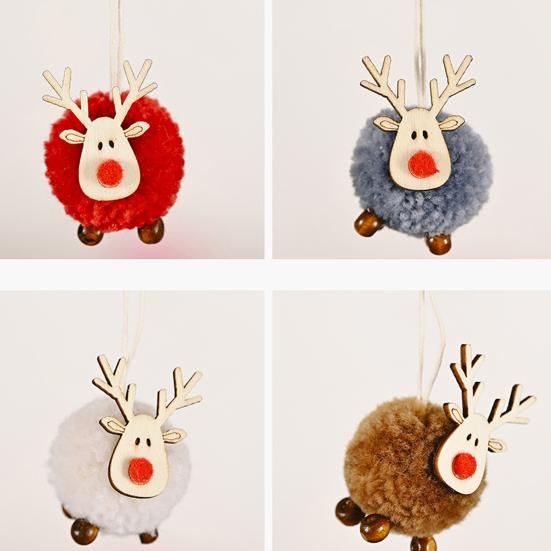 2Pcs/Set Felt Fawn Pendant Plush Doll Lovely Easy-cleaning Colorful Christmas Tree Elk Stuffed Toy for Gift