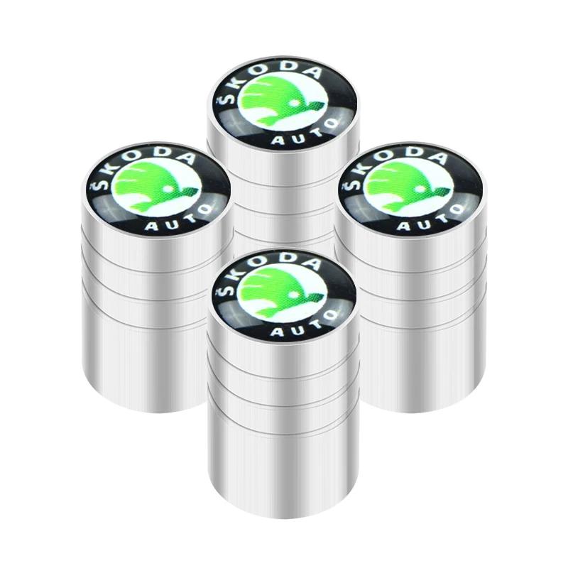 Car Sticker 2025 Hot New Sporty Aluminum Car Wheel Tire Valve Caps Tyre Rim Stem Covers Airdust Waterproof For Skoda Universal V