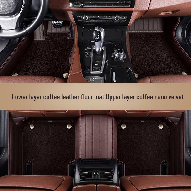 Genuine Leather Car Floor Mats for 22 Volkswagen Models: Magotan, Tiguan L, Teramont X, Passat - Full Surround.