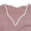 2026 Autumn/Winter V-neck Color Block Loose Long Sleeve Sweater - Fresh Sweet Style
