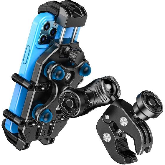 Motorcycle Phone Mount with Vibration Dampener & High-Speed Secure Lock, Anti-Theft ATV Scooter Motorcycle Handlebar Phone Holder for 5.4” to