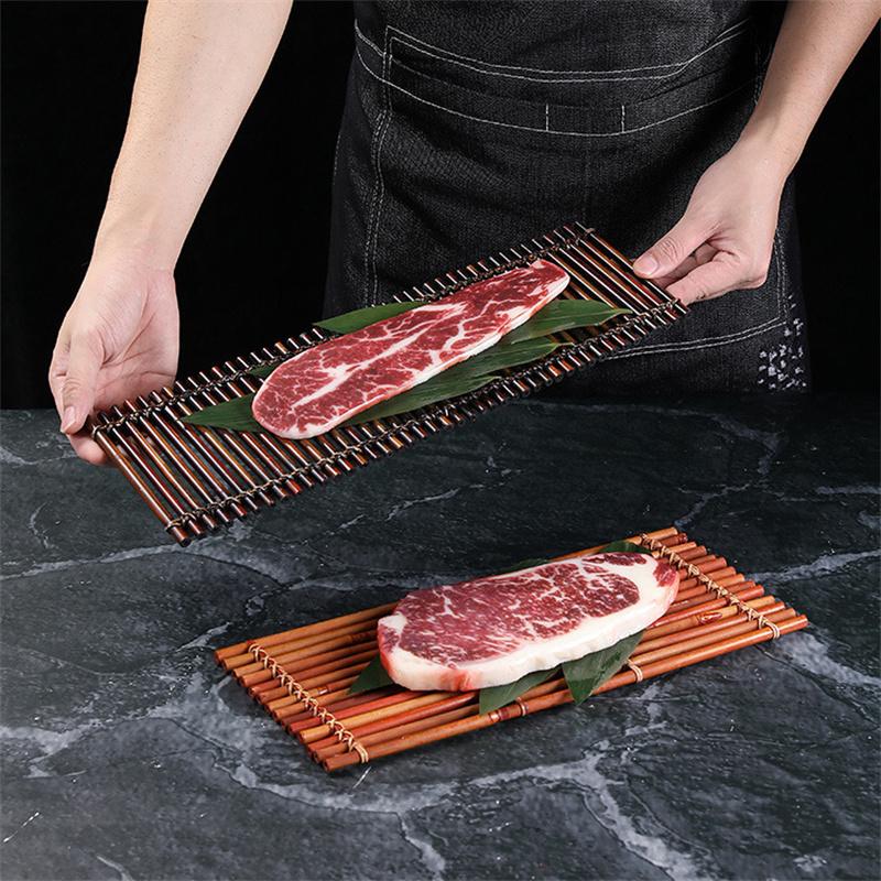 Japanese Material Placement Plate Decorative Sashimi Bamboo Chops Bamboo Fence Seafood Pose Props Decorations and Ornaments