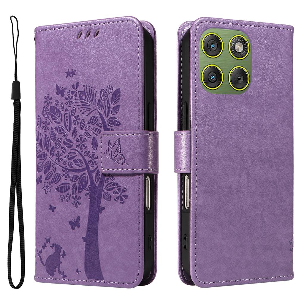 For Motorola Edge 70 5G Phone Case with Stand Cat Tree Pattern Leather Wallet Mobile Cover