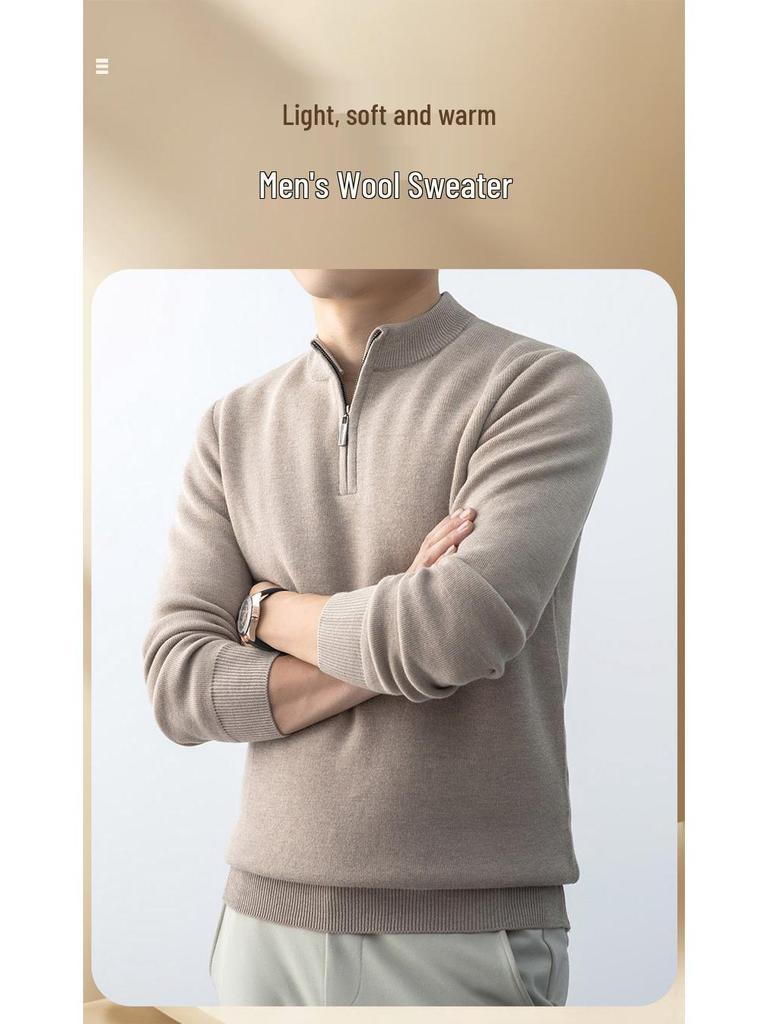 Men's Autumn-Winter Zipper Velvet Knit Pullover Sweater