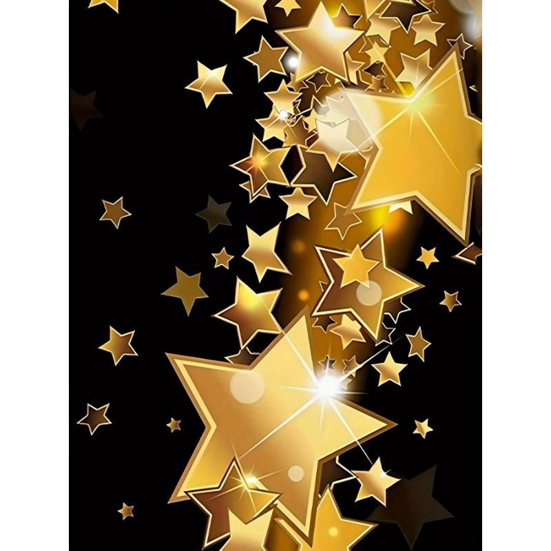 Men's plus-size short-sleeved T-shirt with 3D gold star print and color-blocking design.