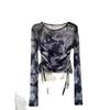 Stylish Summer Tie-Dye Mesh Long-Sleeve T-Shirt with Drawstring