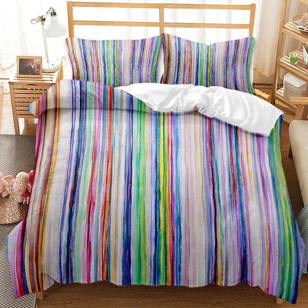 Geometric Pattern Duvet Cover Modern Circled Wavy Like Blue White Stripes Bedding Set Double Queen King Polyester Qulit Cover