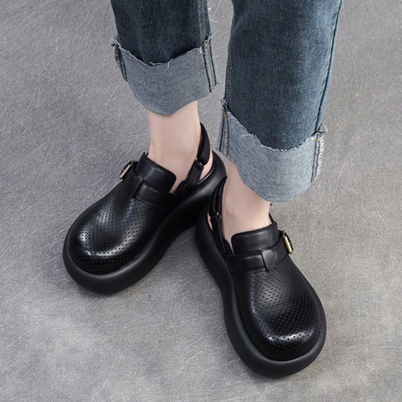 Fashion GKTINOO Retro Round Toe Breathable Thick Sole Sandals 2025 Summer New Casual Versatile Women's Flat Platform Shoes