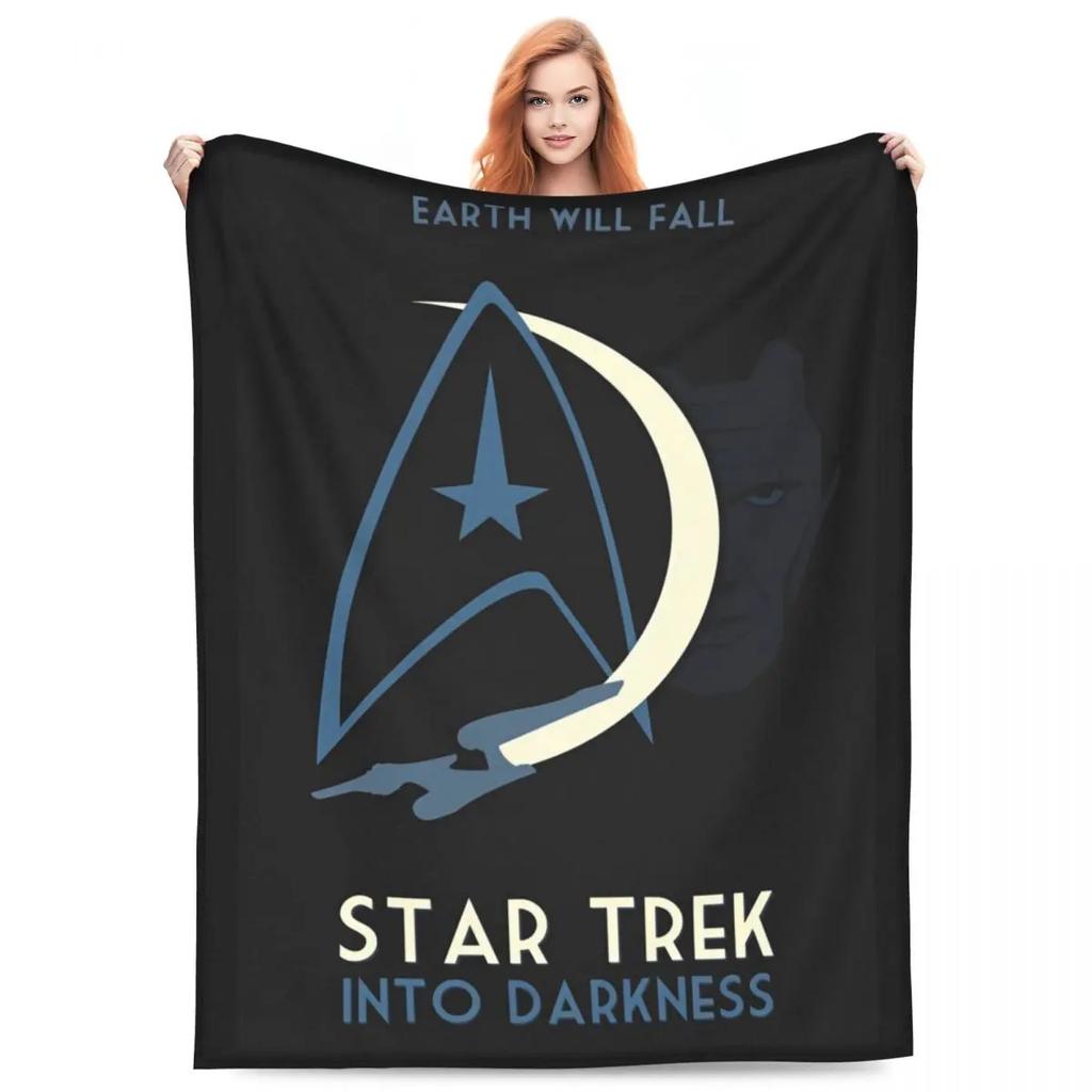 Deep Space Nine Flannel Throw Blanket with Station Logo  Warm Plush Quilt for Bed or Couch xcm