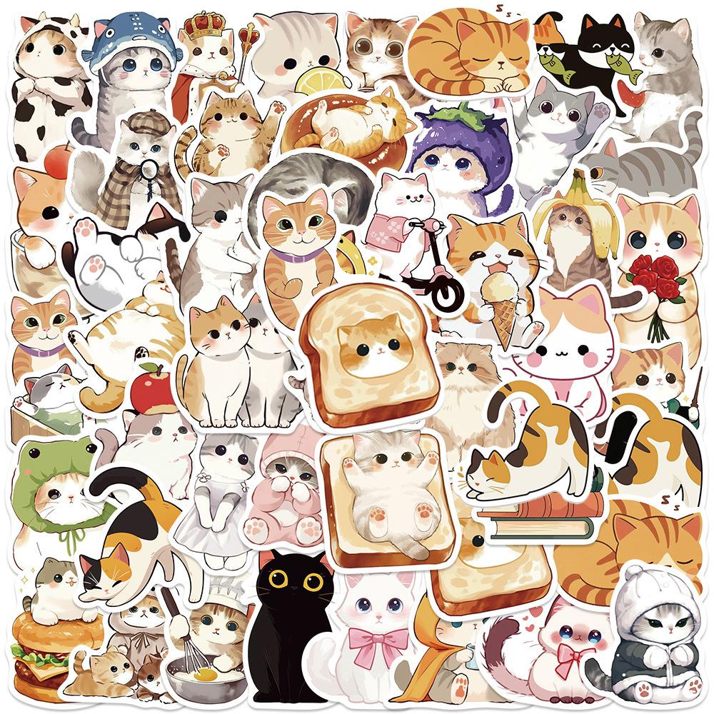 10/30/50pcs Kawaii Cat Animal Stickers Funny MEME Graffiti Decals DIY Scrapbook Journal Notebook Reward Cute Cartoon Sticker Toy