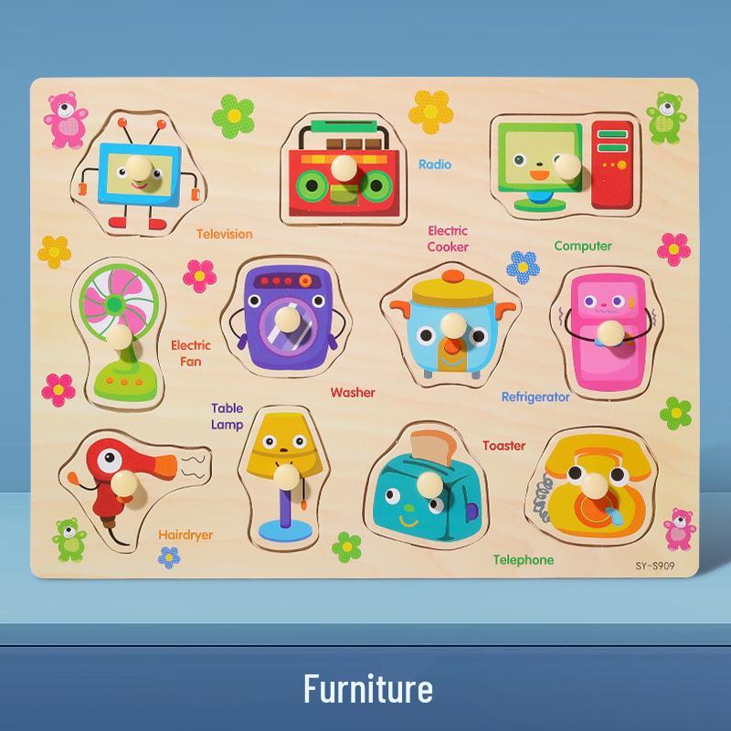 Wooden Alphanumeric Puzzle Board for Kids – Educational, Cognitive Matching & Hand Grab Toy