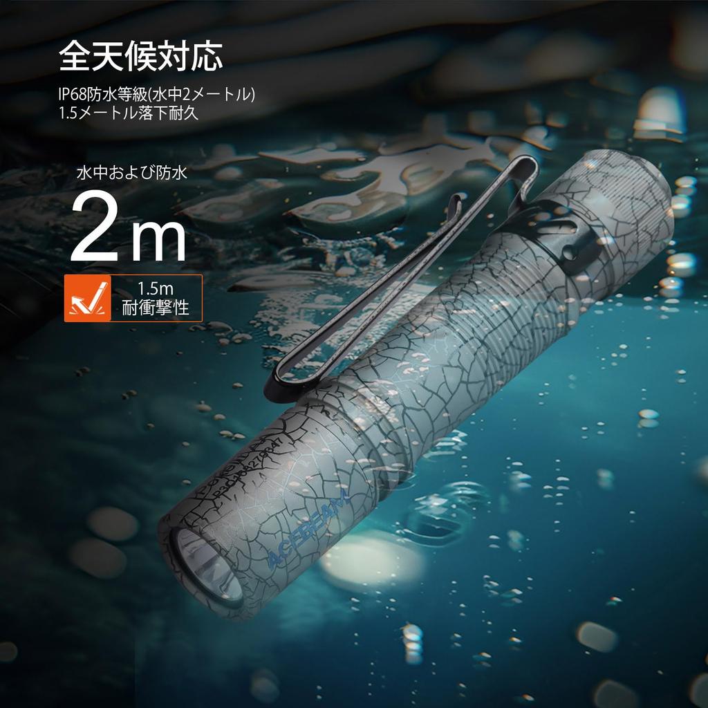 Lanternă ACEBEAM Pokelit AA compatibilă cu baterii AA Titan 519A LED Redare înaltă a culorilor Ra90 Mic Ușor Puternic 500 Lumeni IP68