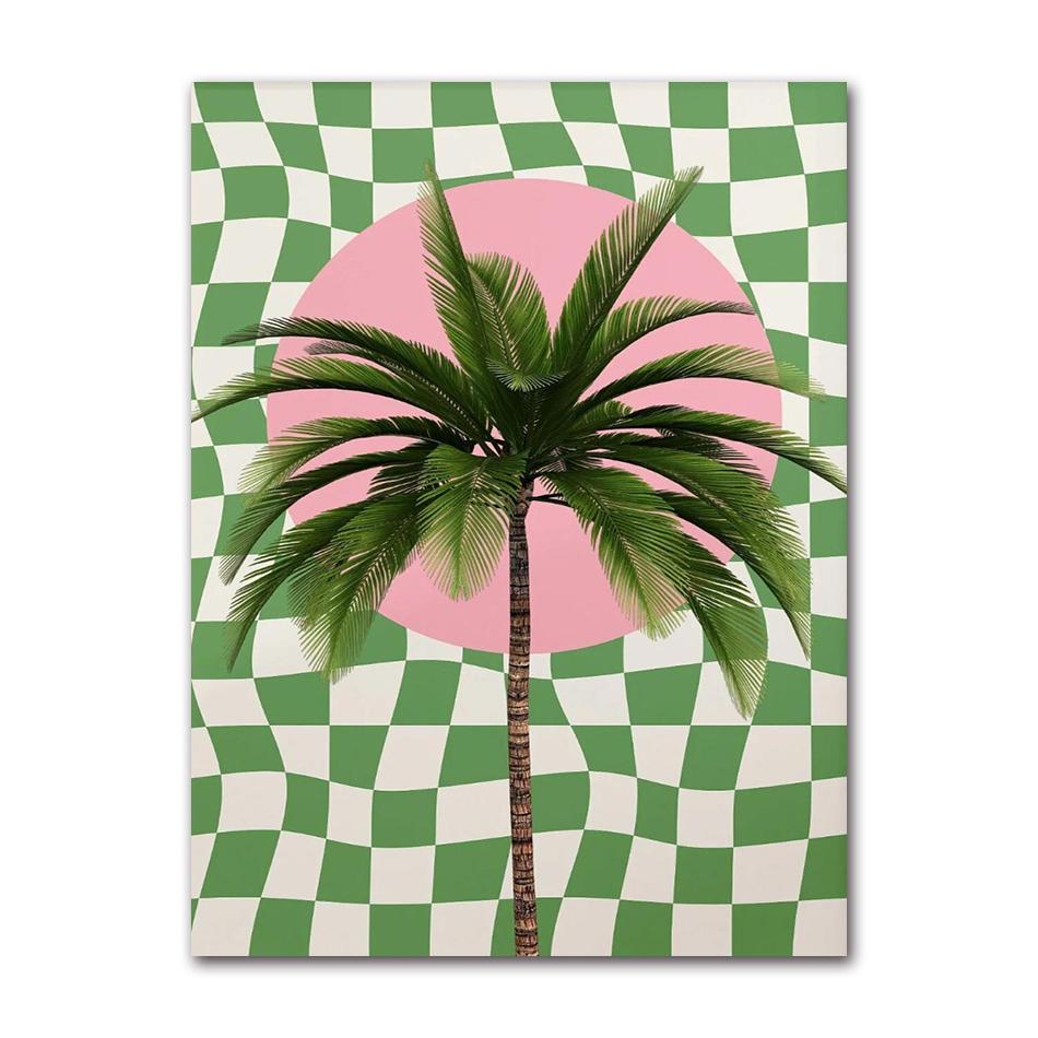 Abstract Colourful Sun Ocean Palm Tree Landscape Cactus Poster and Prints Canvas Printing Wall Art Picture for Living Room Decor