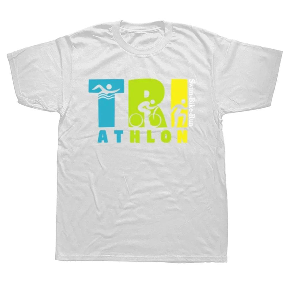 Vtipný triatlonový design Pánské Dámské Triatlonisté Plavání Kolo Běh Tričko Léto Grafické Bavlna Streetwear Krátký Rukáv Dárky Tričko