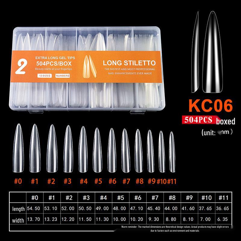 Extra Long Transparent XXL Ballet Trapezoid Nail Tips with Stickers