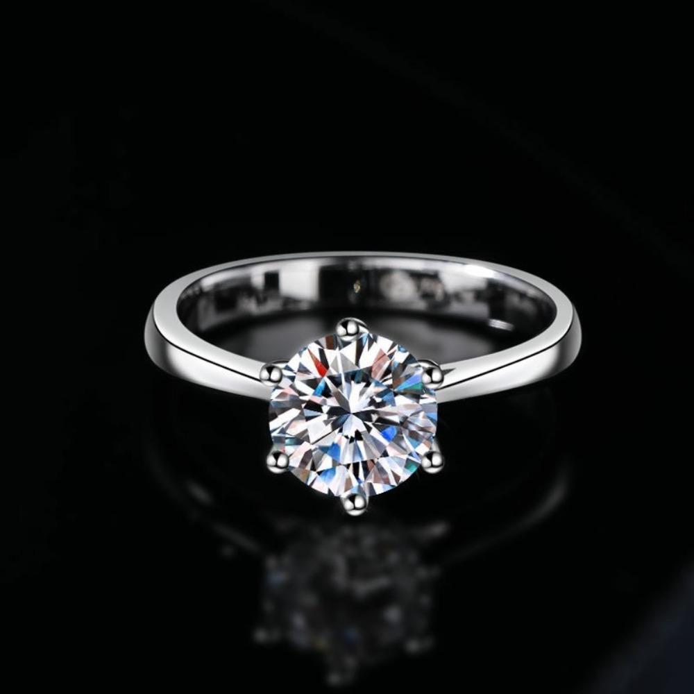 Luxury Six-clawed Moissanite Necklace Ring Earring Set 1-carat Shiny Wedding Jewelry for Women Bride