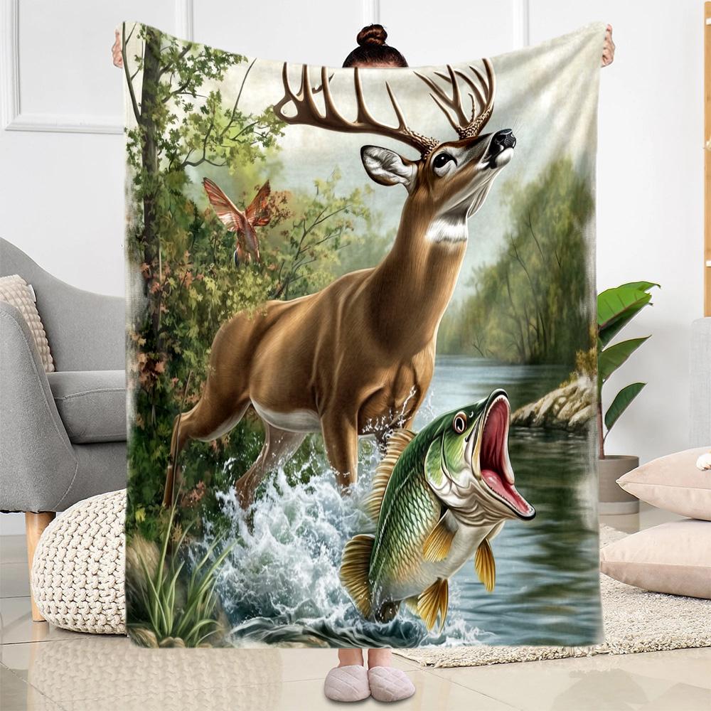 Deer In Forest Scene Blankets are suitable for living rooms, bedrooms, camping, and other places, making them an ideal choice for gifts.