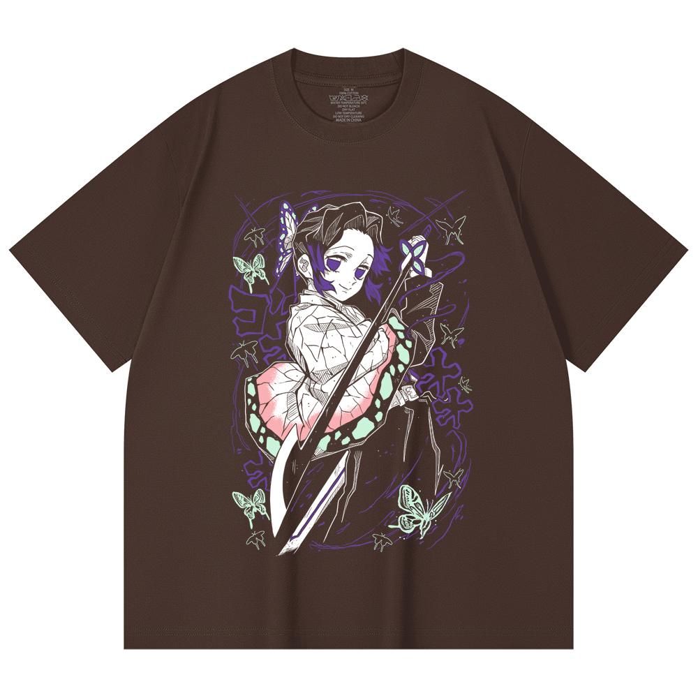 230 Gsm 100% Cotton Demon Slayer V44 Shibobu Print Unisex Heavy Cotton T Shirt