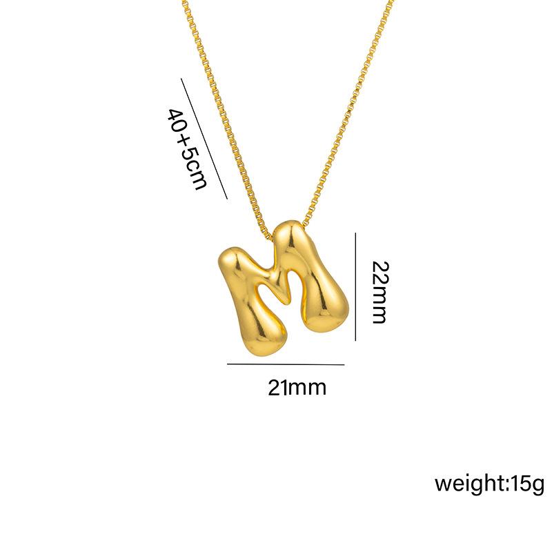 Creative A-Z Balloon Bubble Letter Pendant Neckalce for Women Gold Plated Chunky Initial Necklaces Jewelry Birthday Gift