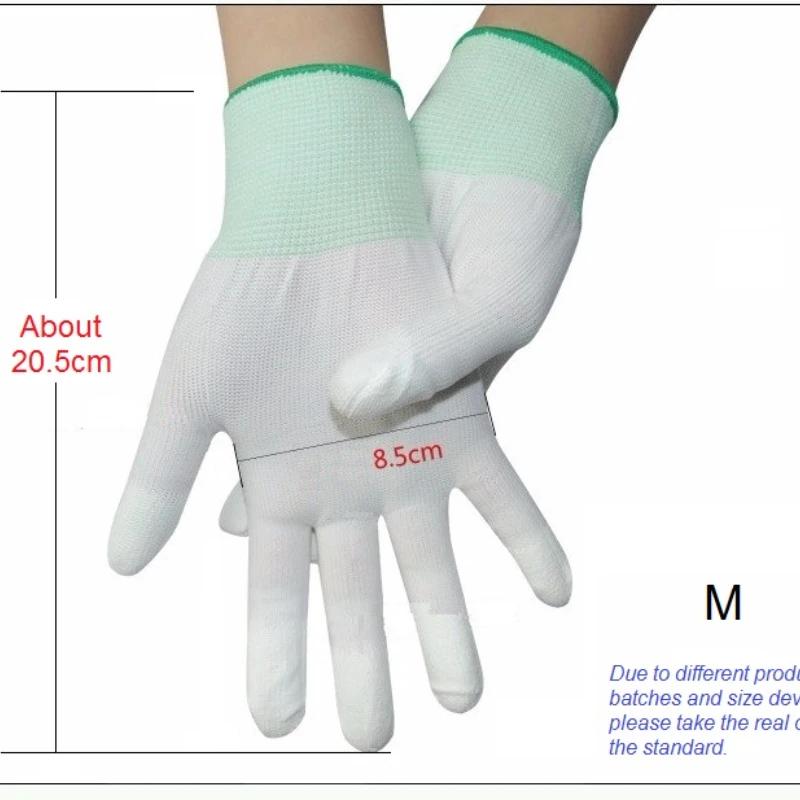 12 Paar/Dutzend Nylon PU Fingerbeschichtete Handschuhe Weiß Handschuh Antistatische Handschuhe Saubere Gestrickte Handschuhe