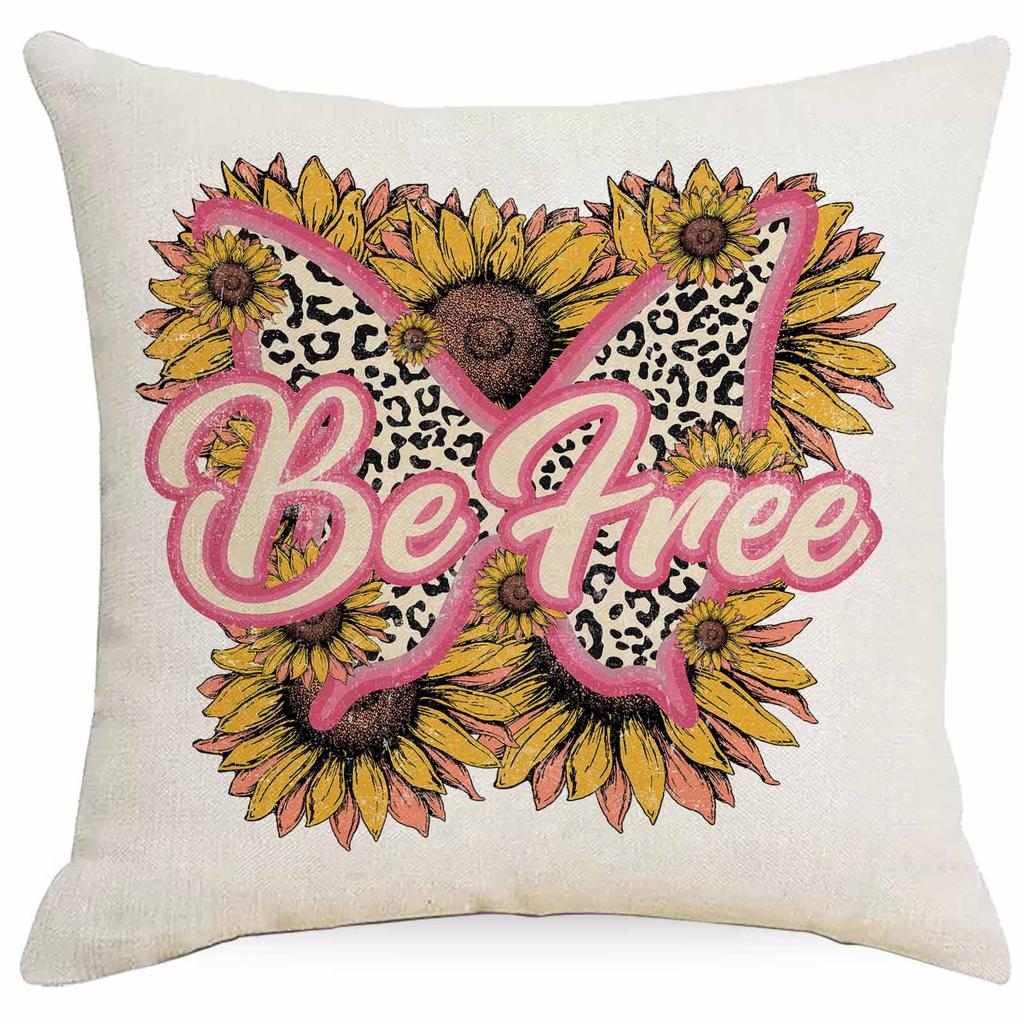 Western Summer Butterfly Bee Flower Pillowcase Home Sofa Cushion Pillowcase Decoration