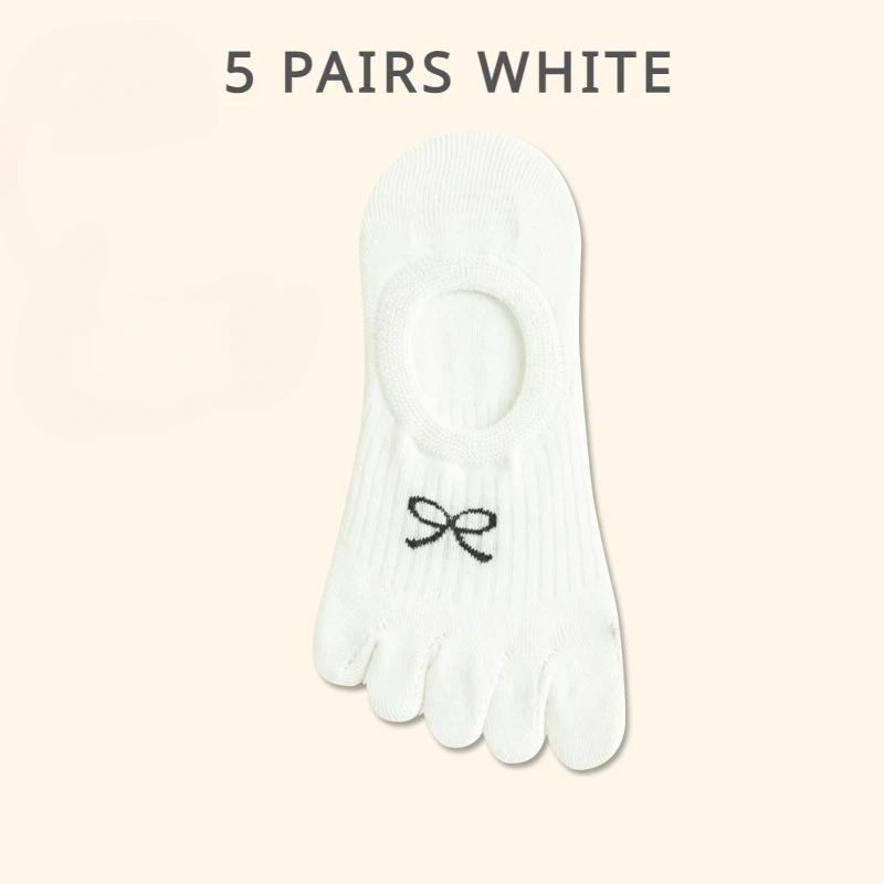 5 Paar Fünf-Zehen-Socken Damen Anti-Rutsch Baumwolle Zehensocken mit separaten Zehen Sport Sommer Dünne Slipper-Socken