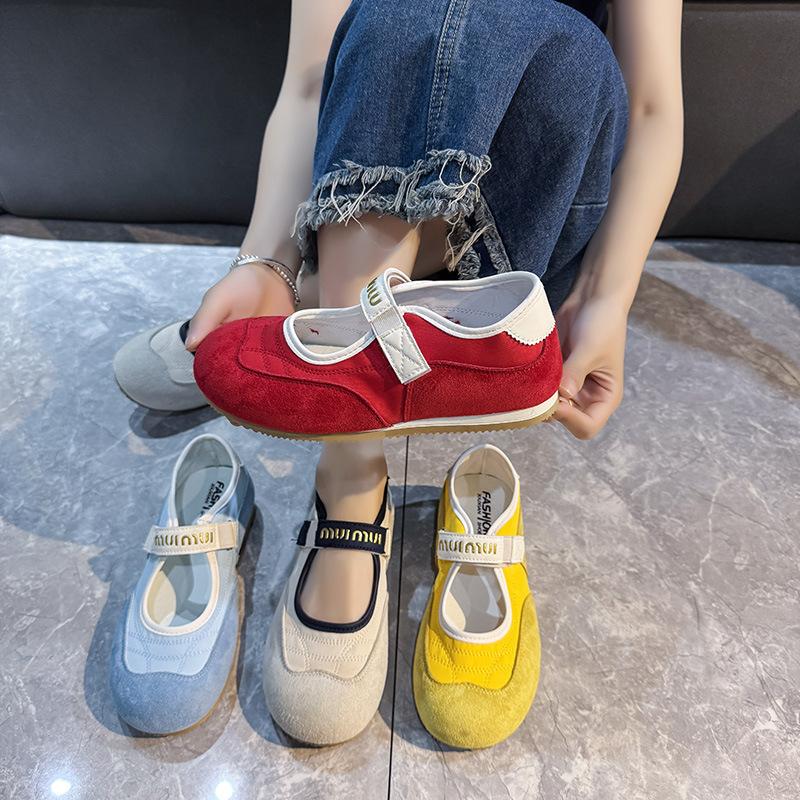 [Fanfna] Velcro shallow single shoes women's 2025 spring and summer new casual Mary Jane shoes cloth casual shoes