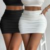 Dámská řasená mini sukně Bodycon s vysokým pasem Jednobarevná