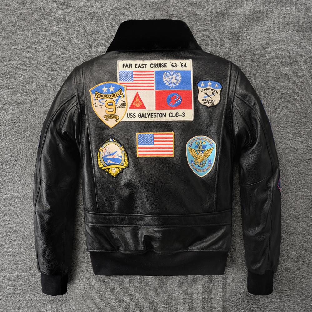 

Air Force G1 Flight Jacket Потовщена стьобана куртка Верхній шар коров’ячої шкіри Куртка чоловіче пальто Зимові куртки M212 L чорний