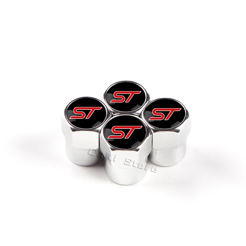 BBBF7 4PCS Car Wheel Tire Valve Stem Caps Airtight Cover For Ford ST Line Focus X 2 3 Mondeo Fiesta Kuga MK2 MK3 MK4 Tyre Accessories