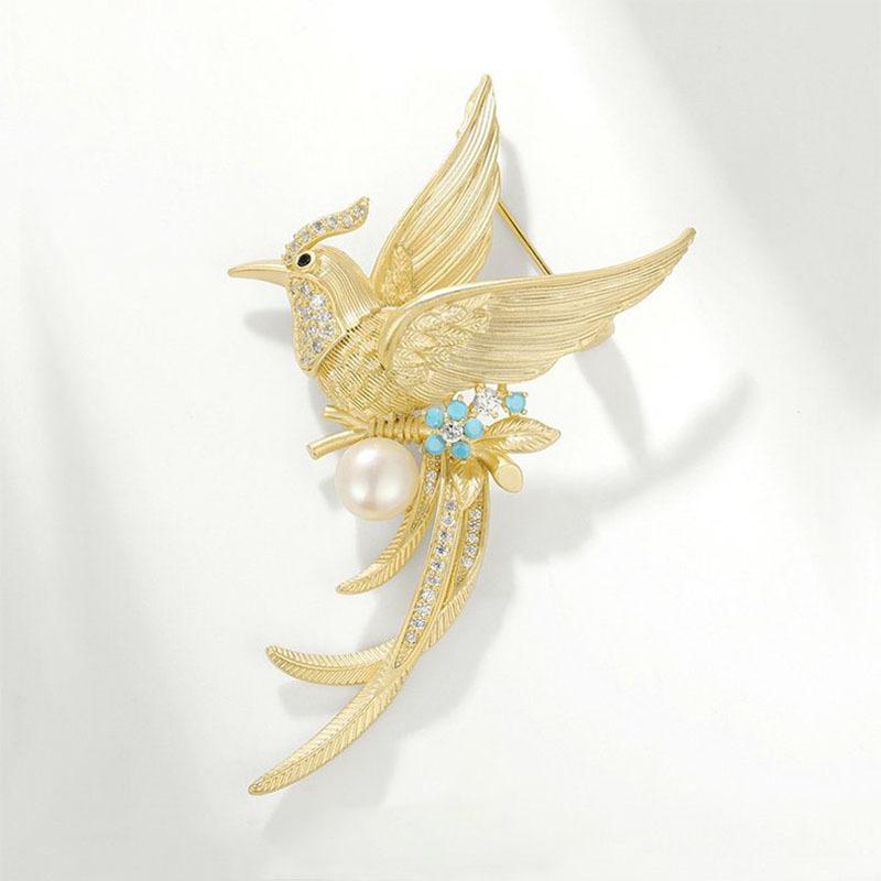 Retro Phönix Brosche, Elegant und vielseitig für High-End-Frauen, Leichter Luxus, Nischen- und High-End-Brosche