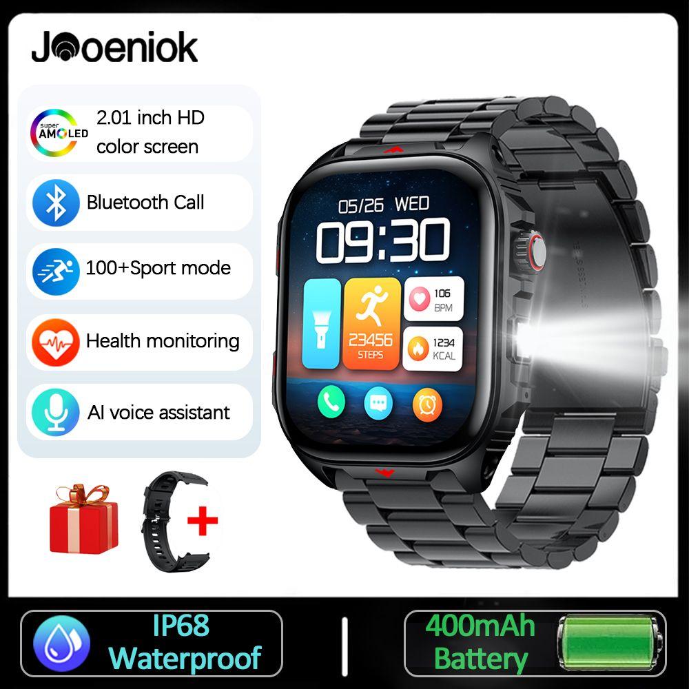New 2.01-inch Full Touch Screen SmartWatch Sleep Monitoring IP68 Waterproof Bluetooth Call LED flashlight Smart Watch Men