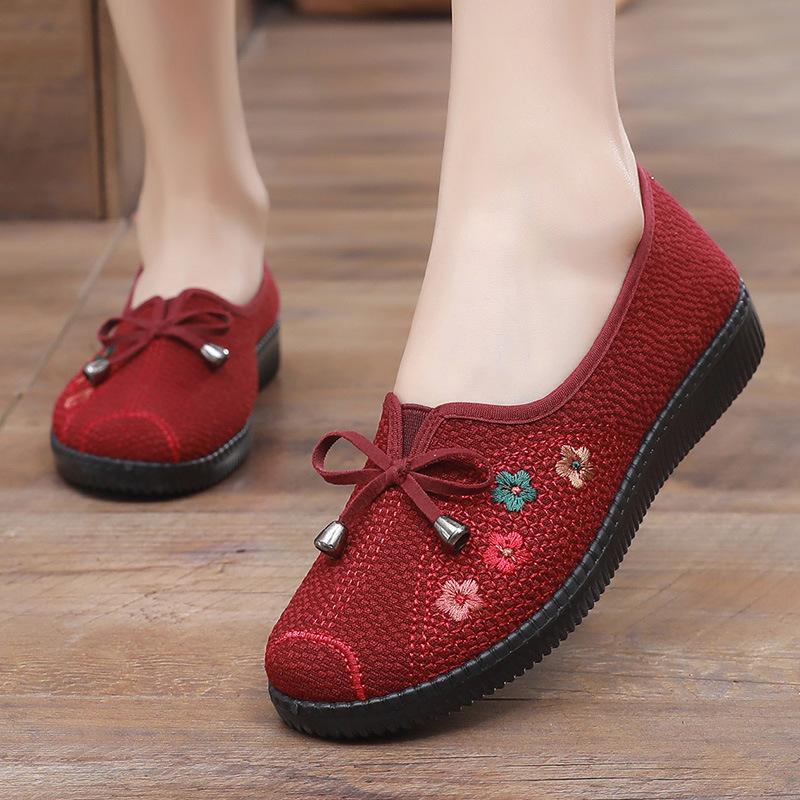 Damskie mokasyny na co dzień wsuwane codzienne płaskie buty robocze eleganckie buty damskie lekkie, oddychające wygodne haftowane mokasyny z okrągłymi noskami