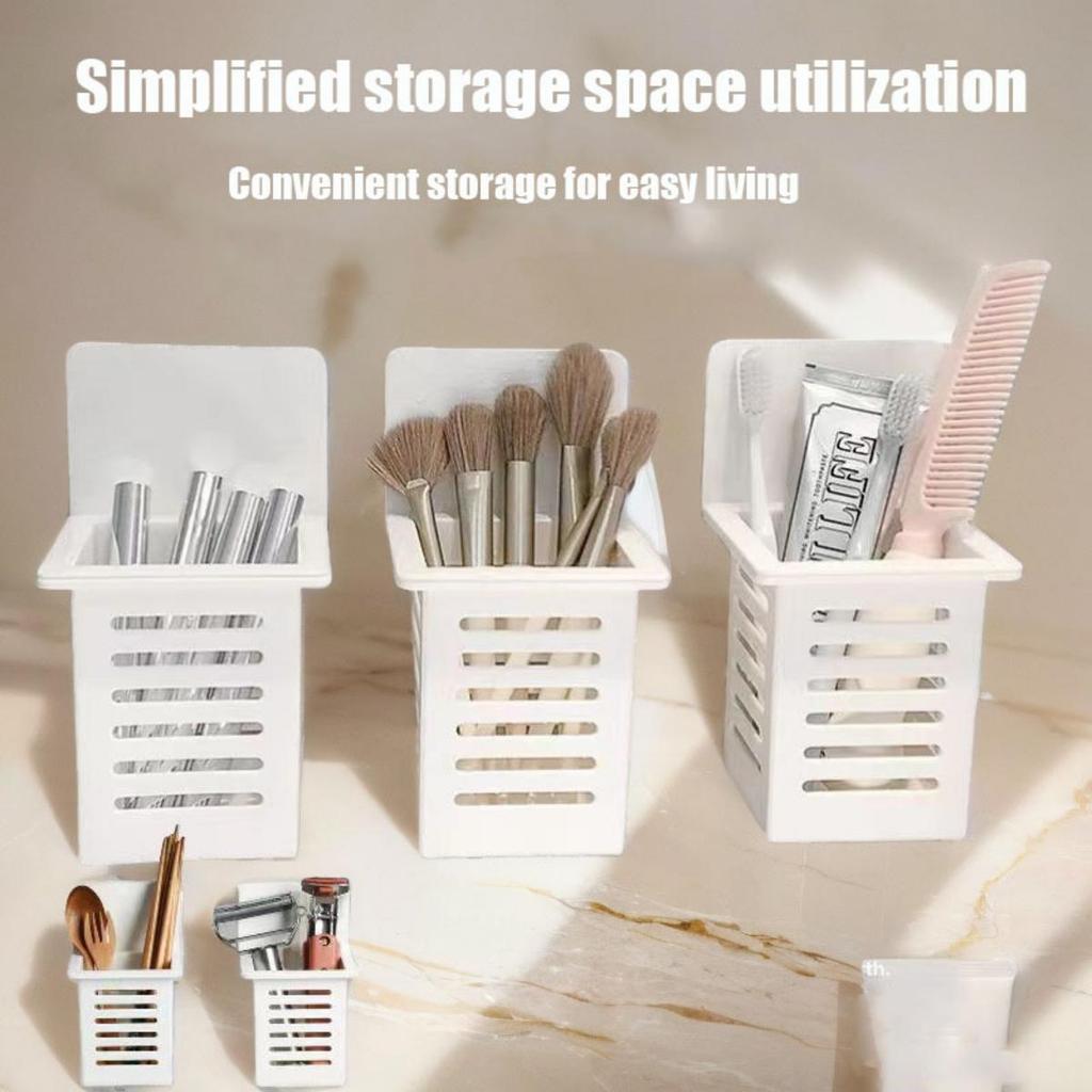 Kitchen Plastic Chopsticks Holder Wall Hanging Cutlery Drainage Basket Storage Box Kitchen Tableware Holder Spoon Drain Basket