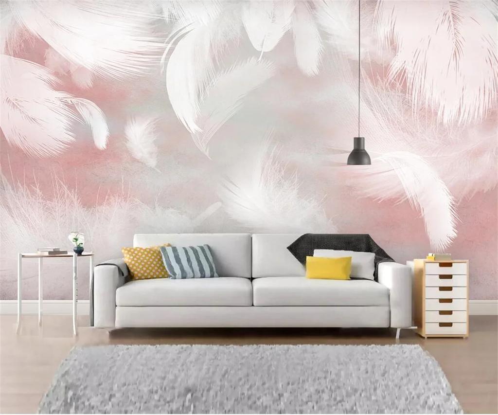 3d Wallpaper Modern Abstract Pink Feather Art Wall Mural Living Room Bedroom Wall Papers Home Decor Murals