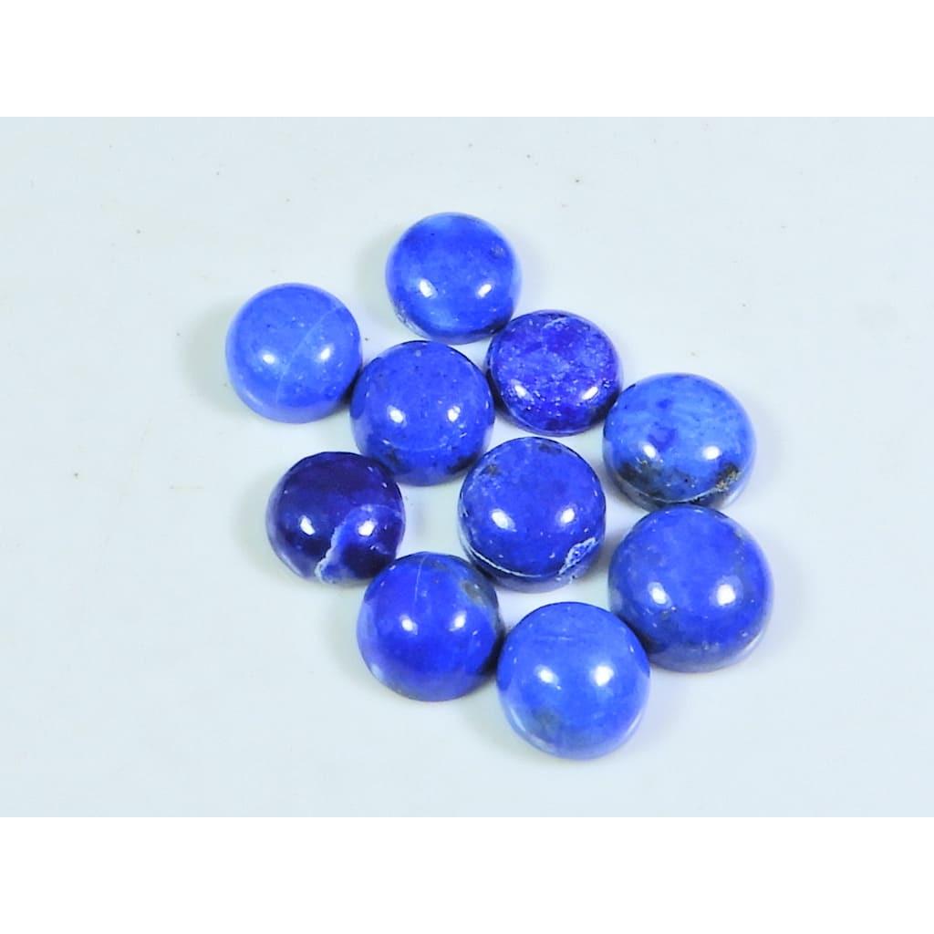 8MM Natural Lapis Lazuli Round Cabochon Loose Gemstone 10Pcs Lot 24Cts. A-516