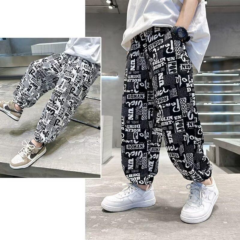 Boys' Anti-Mosquito Pants Summer Thin Children's Pants Summer Ice Silk Pants Big Kids Long Pants 2025 New Trendy Outdoor Wear