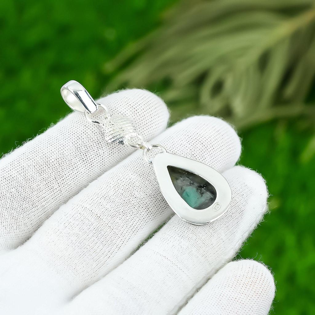 Gift For Her 925 Sterling Silver Natural Solar Moss Agate Gemstone Pendant