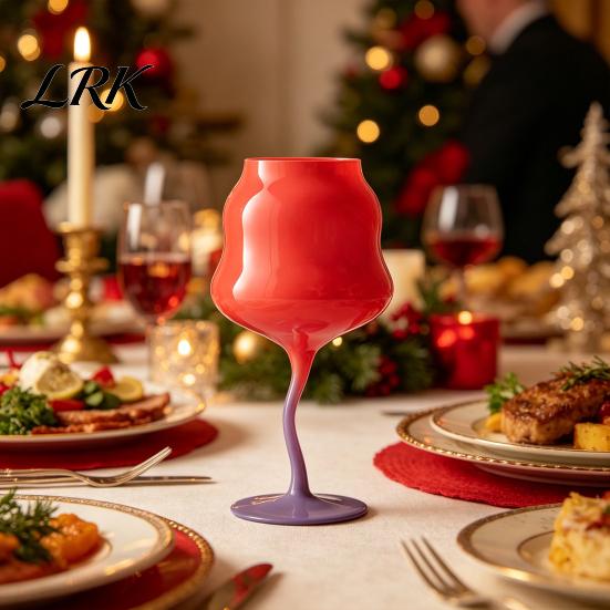 Bright Macaron Color Cup Glass Goblet, Wave Cup, Creative Decorative Cocktail Glassware, Photo-friendly Novelty Bar Goblet Tool for Wine Cocktails
