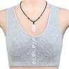 Front Button Cotton Bra for Middle-Aged & Elderly Women - Plus Size Vest Style, Solid Color.